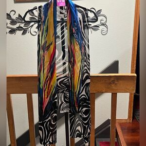 NWOT Pairs Blues Brightly Colored Zebra Print Open Vest Size Small #076